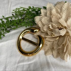 Vintage Signed Gold Tone Brooch Pin Incomplete Circle Measures 3" x 2.5"